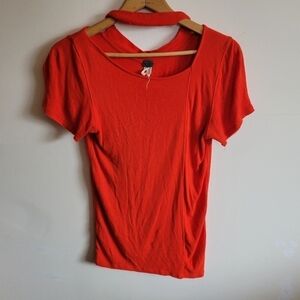 We The Free Short Sleeve Shirt Stretchy Red Medium M